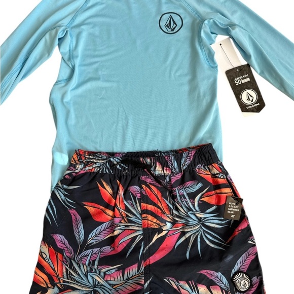 Volcom Kids Toddler Swim Rashguard Set - Light Blue and Multicolor NWT 4T - Picture 13 of 13